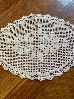 Handcrafted Crochet Table Doily - Cream Accent